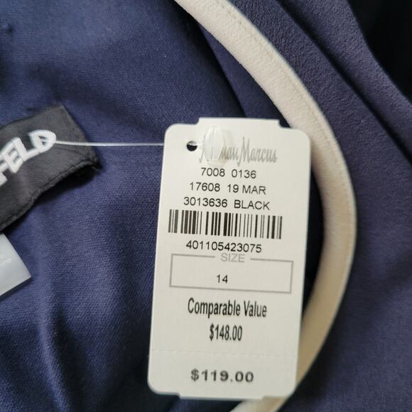 Karl Lagerfeld Navy White-Trim Jumpsuit 14 | Wide Leg Sleeveless Belted NWT - Picture 14 of 15